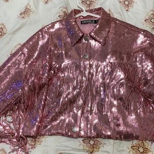 Pink Sequined Skirt Set